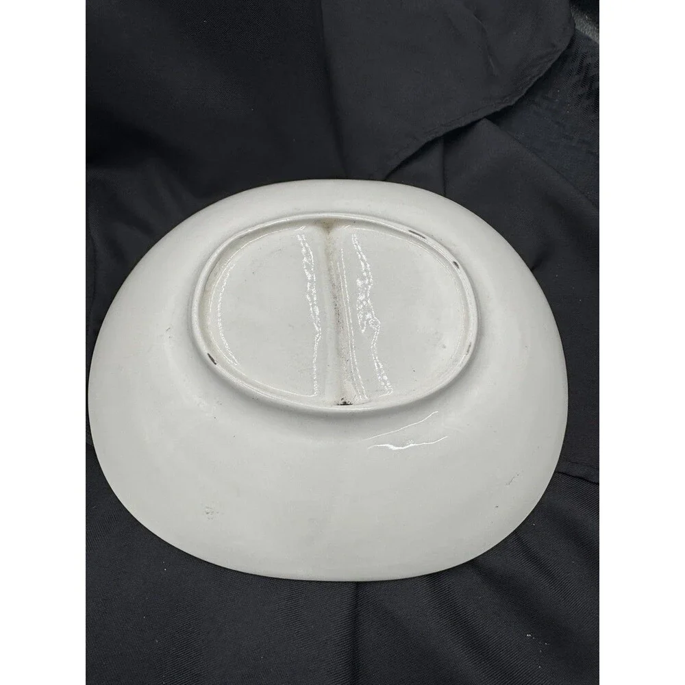 Vintage Mid Century Porcelain Rooster Divided Serving Bowl